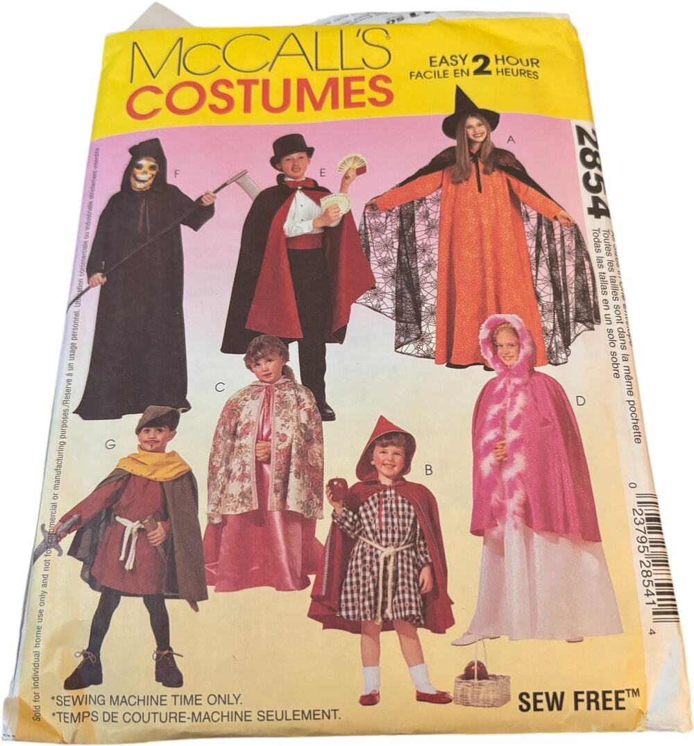 1997 McCall's Sewing Pattern #8871 "Children's Cape & Tunic Costumes" Halloween